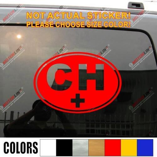 Swiss Switzerland CH Oval Country Code Car Decal Sticker Vinyl Die cut no background,choose your size and color