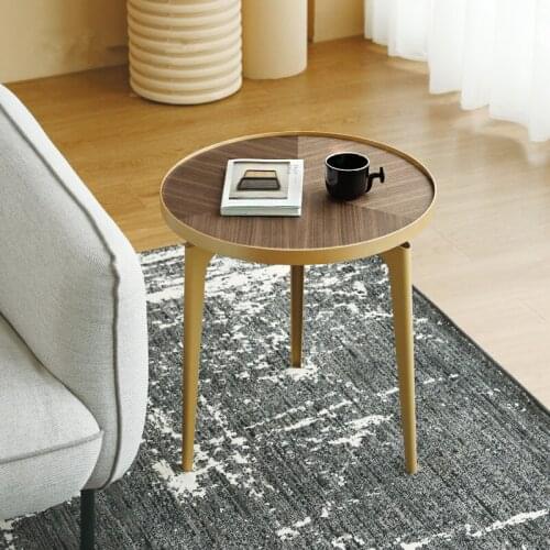 Modern Small Round Table Sofa Side Table Wrought Iron Light Luxury Corner Table Small Apartment Bedside Coffee Table