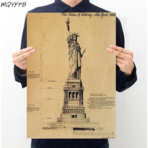 Statue of Liberty Kraft Paper Poster Wall Sticker Home Furnishings Decorative Painting