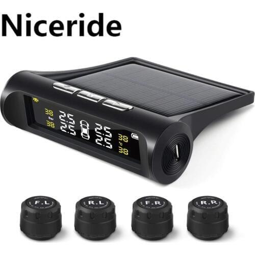 Smart Car TPMS Tyre Pressure Monitoring System Solar Power charging Digital LCD Display Auto Security Alarm System External