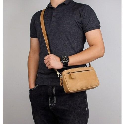 Vintage Messenger Bag Mens Shoulder Genuine Leather Bags Flap Small Male Man Crossbody Bags For Men Natural Leather Bag