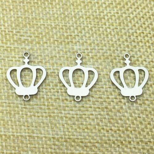 Water proof Kings Crown Steel Pendant 5pcs Jewelry findings Queen CROSS Handmake Design connector Body Jewelry Making Findings