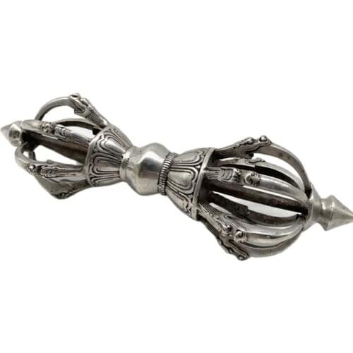 Chinese Old Tibet Silver Carving Magic Instrument