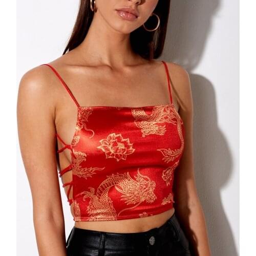 2021 Sexy Backless Bandage Cami Spaghetti Strap Top Summer Goth Sleeveless Cropped Y2K Streetwear Women Black Red Clothes