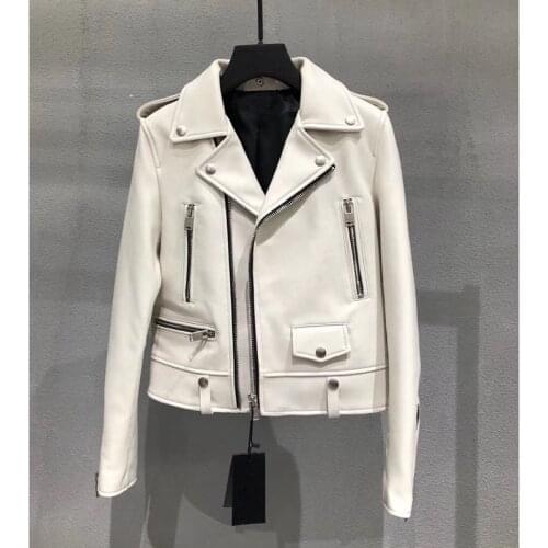 Woman Coats Natural 100% Sheepskin Leather Jackets Female V- neck Natural Sheepskin Leather Overcoat Leather H326