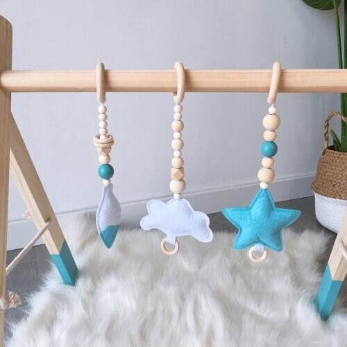 1set Felt Wooden Pendant Baby Play Gym Toys Interactive Sensory Wooden Toy Baby Birth Gift Nursery Decoration Ornaments For Crib