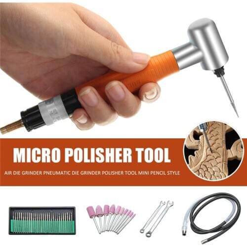 1Set High-Speed 90 Degree Air Micro Die Angle Grinder 3mm Mini Engraving Pneumatic Polishing Rotary Kit Pencil Polisher Tool