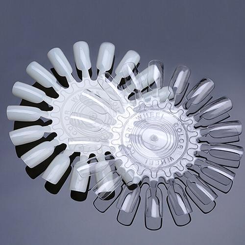 10 Pcs 18 Clear/Natural Nail Art Tips Palette Practice Sample Round Wheel Acrylic Polish Display Color Board Manicure Tools