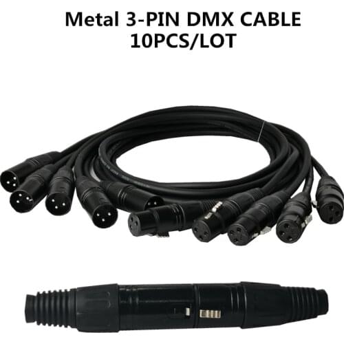 10PCS/ Metal 3-PIN XLR DMX cable 、 LED PAR stage lights dmx signal line dj equipment