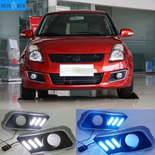 2PCS LED Daytime Running Light Turn Yellow Signal Relay Waterproof Car 12V LED DRL For Suzuki Swift 2013-2016