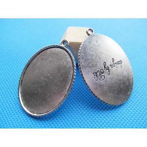 20pcs Antique Silver tone/Antique Bronze Oval Base Setting Tray Bezel Pendant Charm/Finding,fit 30mmx40mm Cabochon/Cameo,DIY