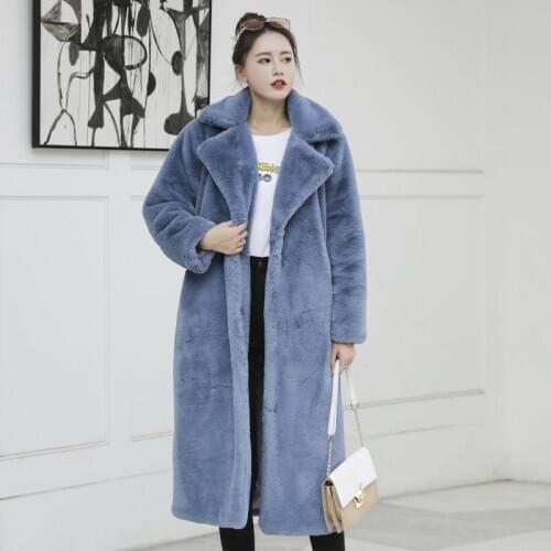 2020 Womens Fur Coat Ladies Faux Mink Fur Outwear Long Jacket Loose Street Style Warm Overcoat Autumn Winter Parker