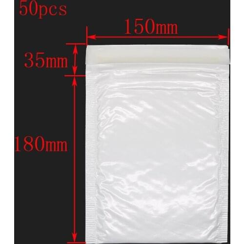 50pcs (15 * 18cm + 3.5cm) White Super Light Pearl Film Envelope Waterproof and Shockproof Bubble Bag Business Office Stationery