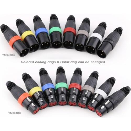 8 sets of XLR male and female XLR cable connector, card faucet, audio and video, XLR plug, 8 colors