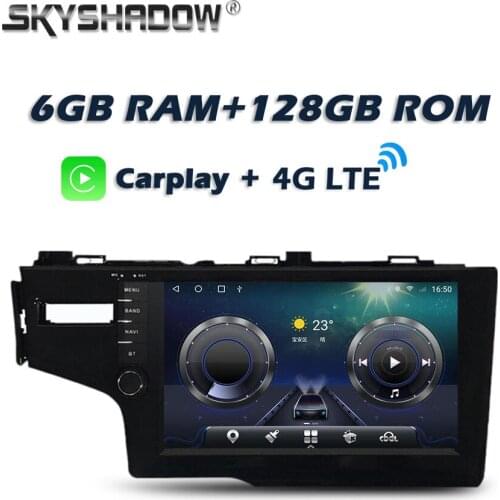 Carplay DSP Android 10.0 6GB + 128GB 4G LTE IPS Car DVD Player GPS WIFI Bluetooth 5.0 RDS auto Radio For Honda Fit 2014 2015