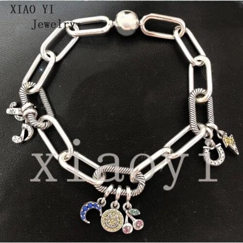 Xiaoyi 2020 new 100% S925 Yellow smile note cherry moon cactus lightning U letter fashion me series tie bracelet for girlfriend