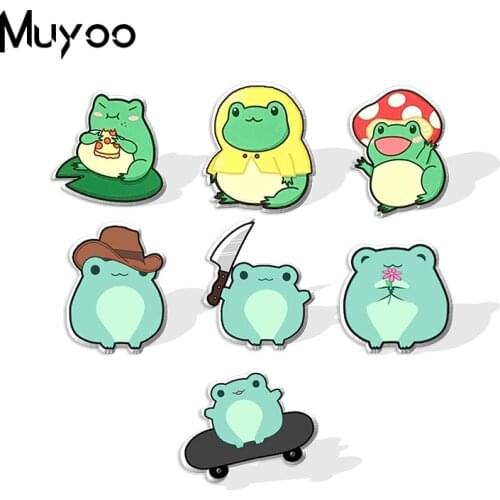 2021 New Kawaii Lovely Green Froggy Frogs Cosplay Handmade Epoxy Acrylic Lapel Pins Clothing Pins