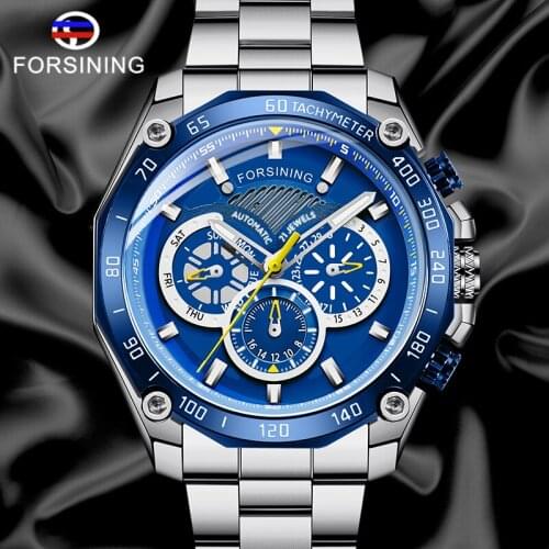 FORSINING New Design Stainless Steel Fashion Male Wristwatch Automatic Mechanical Male Clock Business Men relogio masculino