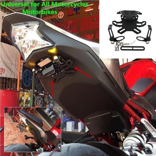CNC Adjustable LED LIGHT License Number Plate Frame Holder Bracket Mounting For Benelli Leoncino500 LeonineX 2015 2016 2017 2018