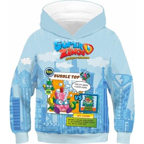 Superzings Series 6 Bubble Cherry Combo 12 Color Boys Girls Hoodies Kids Super Zings Sweatshirts Children Pullover Clothing Tops