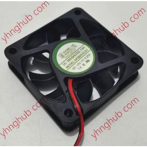 Young Lin DFB601512H DC 12V 0.25A 60x60x15mm 2-Wire Server Cooling Fan