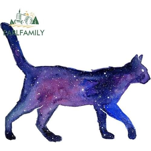 EARLFAMILY 13cm x 10.4cm for Stylish Starry Cat Car Assessoires Stickers Scratch-Proof Sunscreen Decal Windshield Car Styling