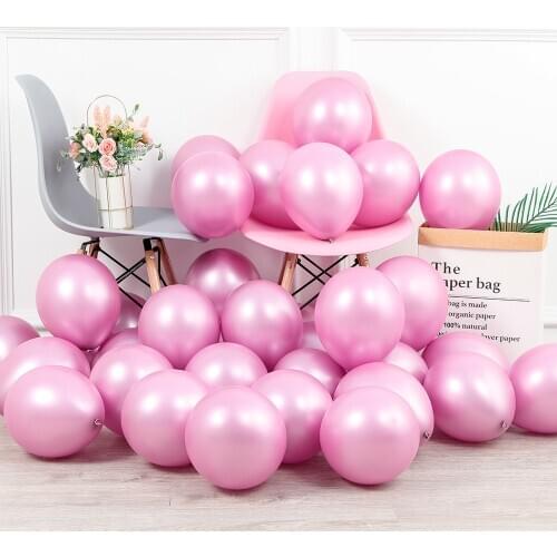 15pcs NEW pink color 5/10/12inch Chrome Metallic Balloons Glossy Latex Globos Bride Wedding Birthday Party Decor Baby Shower