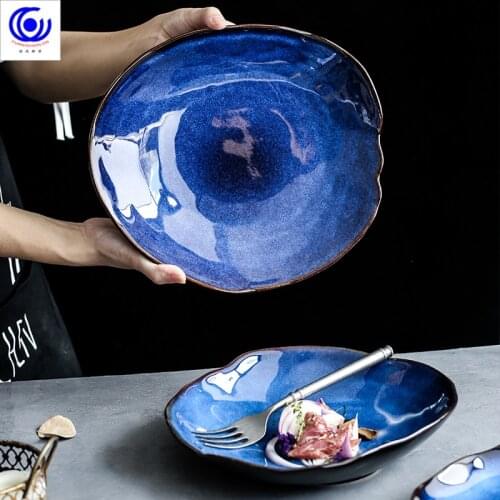 Nordic ceramic dishes plates home pottery irregular dishes salad platter dishes tableware