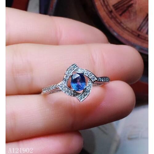 KJJEAXCMY boutique jewelryar 925 Silver-inlaid Natural Sapphire Ring Support Detection