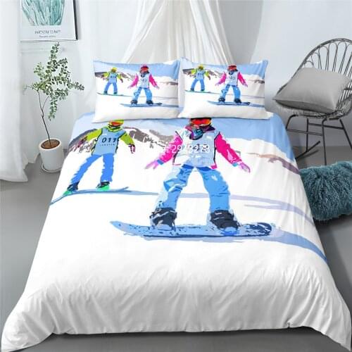 Ski Series Pattern Comfortable Fashion Duvet Bed Cover Pillowcase Bedding Set Children Adult Bedroom Decoration Home Textile