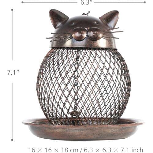 Tooarts Cat Shaped Bird Feeder Cat Shaped Vintage Handmade Outdoor Decor Villa Garden Decoration Hanging Bird Outdoor Feeder