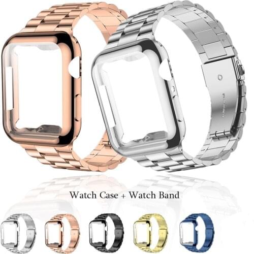 Metal Strap Case for Apple Watch Band 44mm 42mm 40mm 38mm Stainless Steel Bracelet for iWatch 6 SE 5 4 3 2 wristbelt Accessories