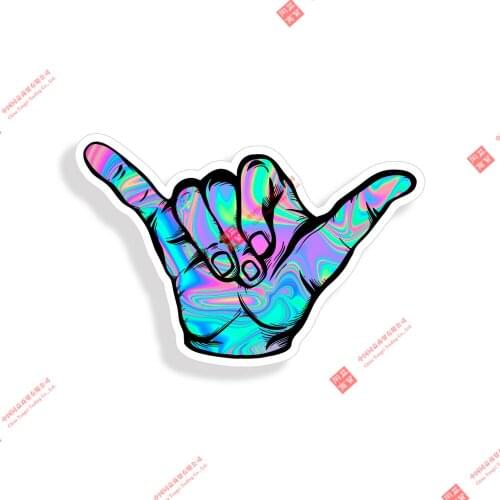 Cartoon Car Hang Loose Sticker Pink Swirl Shaka Surf Surfing Car Vehicle Window Bumper Decal Car Decal Decoration Laptop