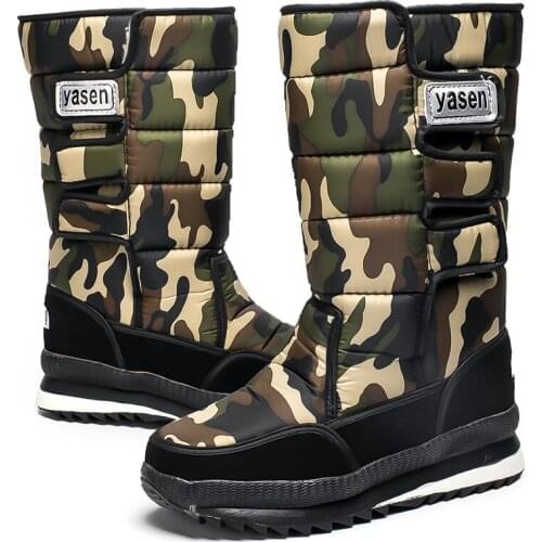 Mens snow boots waterproof men designer winter boots With Fur winter shoes Men Boots with bow thick plush warm Plus size 47