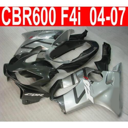 New hot Injection molding fairing kit for Honda CBR600 F4I 04-07 silver black fairings set CBR600RR F4I 2004-2007 TB033