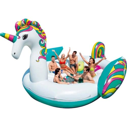 6 Person Inflatable Giant Unicorn Horse Pool Float Island Swimming Pool Lake Beach Party Floating Boat Water Toys Air Mattresses