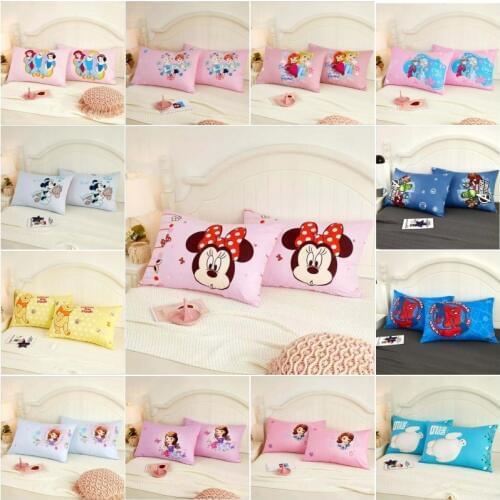 Disney Cotton Cartoon Minnie Mickey Frozen Princess Sophia Baby Kids Pillowcases Boys Girls Pillow Cover Decorative Pair 48x74CM