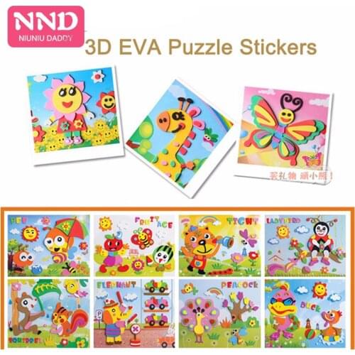 Niuniu Daddy DIY Cartoon Animal Stickers Kids 3D EVA Foam Sticker Montessori Puzzle Paper Board Development Intelligence Toys