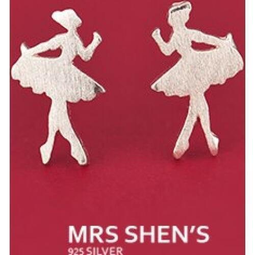 New! Real 925 Sterling Silver Jewelry For Women Classic Ballet girl Earring Stud Small Stud Earring For Girls Wholesale