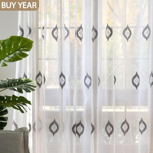 New Curtains for Living Dining Room Bedroom Modern Minimalist White Embroidery Curtain Modern Tulle Fashion Fabric Customization