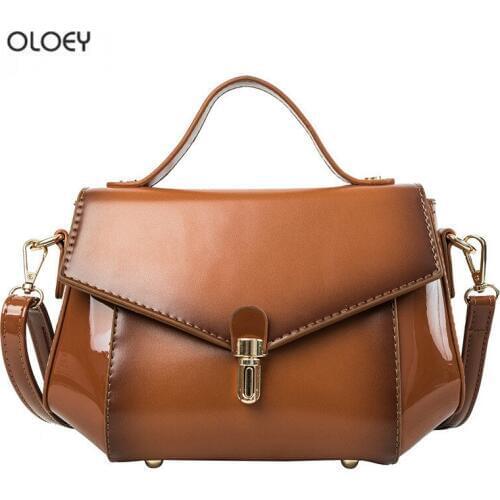 OLOEY Womens Premium Tote Bag New Fashion Diamond Stitching Patent Leather Square Bag Vintage Shoulder Crossbody Bag
