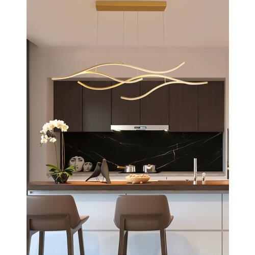 Simple Led Chandelier Sand Black/Place Gold Nordic Restaurant Island Chandelier Aluminum Model House Home Decoration Light Study