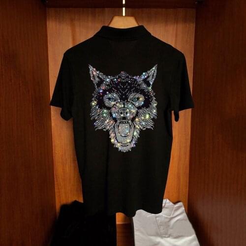 Mens Brand New Top Quality Short Sleeve Polo Shirt Diamond Casual Design Loose Exaggerated 3D Pattern