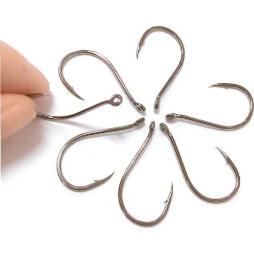 100Pcs High Carbon Steel Fishing Hooks 4# -13# Set in Fly Fishing hooks Jig Barbed With Hole For Fishing Accessories