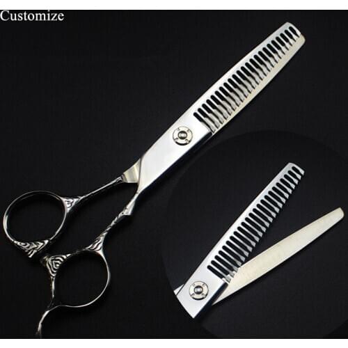 Customize logo japan 9cr13 steel 6 '' Flower cut hair salon scissors makeup cutting barber Thinning shears hairdressing scissors