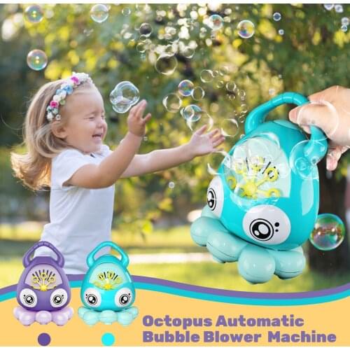Funny Cute Octopus Automatic Bubble Blower Maker Machine Toy with Music for Kids Toddlers Bath Parties Outdoor Indoor Games