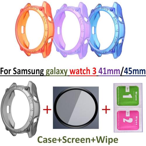 For Samsung galaxy watch 3 41mm/45mm Bracelet Cover TPU Watch Frame Protective Case for Samsung Galaxy watch3 Film PMMA Screen