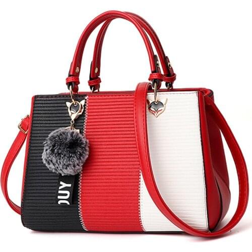 Women Hairball Ornaments Totes Patchwork Handbag Party Purse Ladies Messenger Crossbody Shoulder Bags Women Handbags 2021