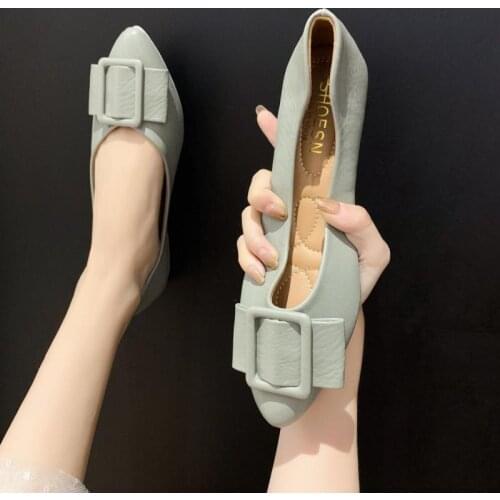 Pointed Head Shallow Mouth Ladle Shoes Women Flat Match Fashion Soft Bottom Rhinestone Lazy Bean Shoes Shoes Women