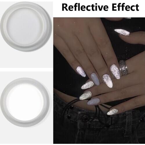 1Box Reflective Nail Glitter Powder Shiny Dust Glow In The Dark For Bar Disco Sparkling Pigment Fluorescent Nail Art Decorations